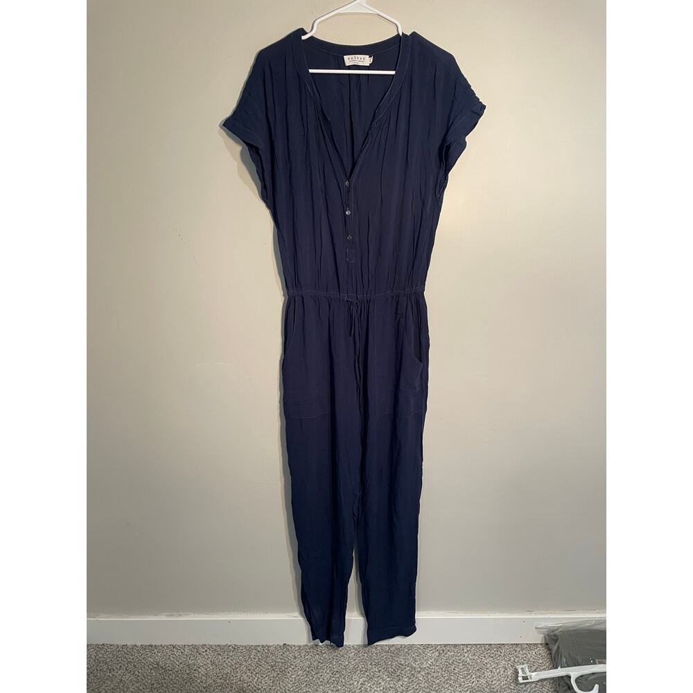 Velvet by‎ Graham and Spencer Navy Cassia Challis Rayon Jumpsuit